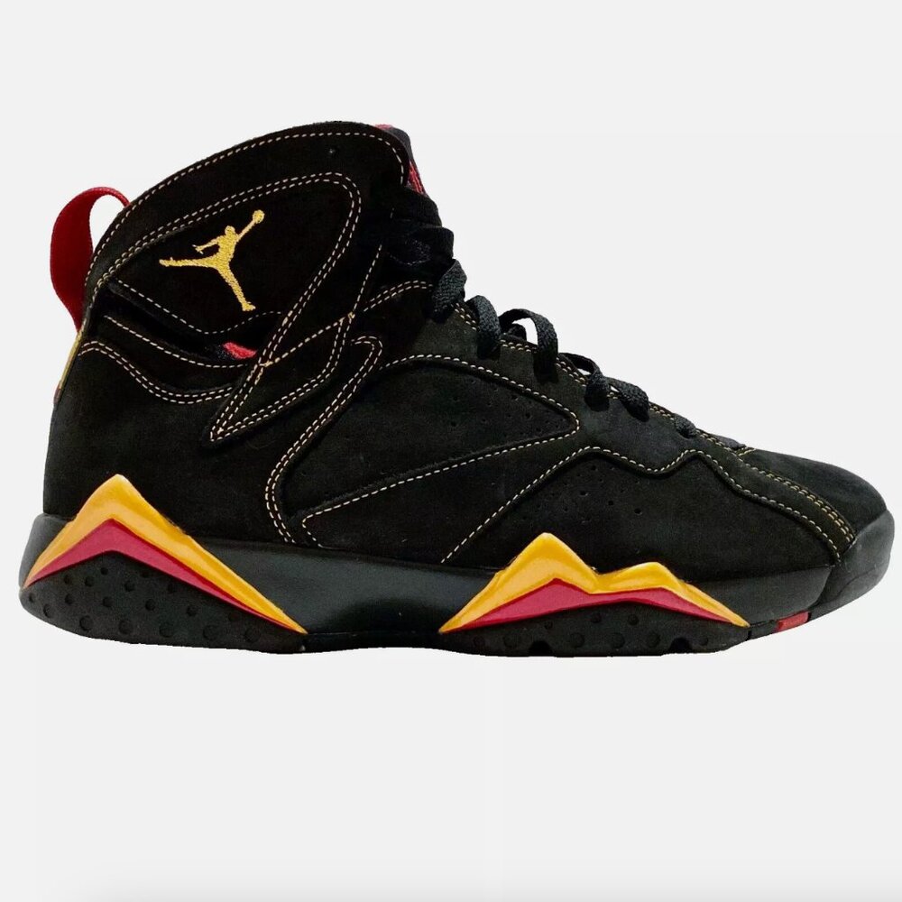NIKE Air Jordan 7 Retro Citrus Black Red High Top Sneakers Jumpman Logo Mens 10
